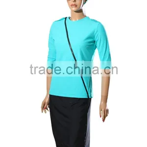 3 Piece Set Women Swimwear Modest Swimsuit Matching Shirt And Tights Skirt 3 Piece Suit thumbnail-2