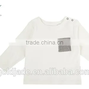 Wholesale Soft Cotton 0-2years Infant Toddler Shirts Long Sleeve White T-shirt thumbnail-4