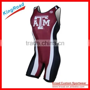 Hot Sell Sublimation Spandex Cheap Custom Wrestling Singlets thumbnail-3