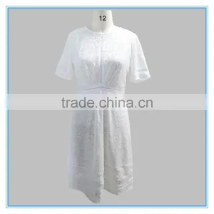 European Summer Fashion Elegant White Lace Cotton Dress Pattern Wholesale thumbnail-3