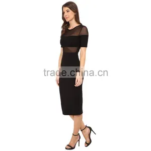 Simple Long Dress Black Lace Dress Patterns Party Dress for Fat Women thumbnail-3