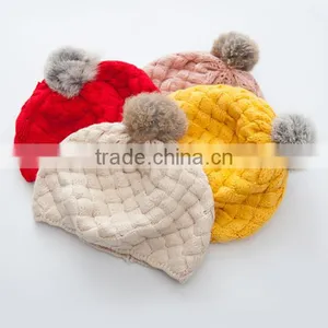 F40866A Crochet Kids Hat Fashion Winter Kids Hats Caps Beanie Hats With Topball thumbnail-2