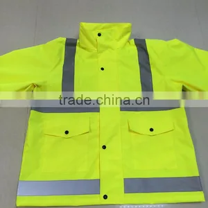 New Design Custom High Visibility Outdoor Adult Waterproof Polyester Rainwear Rain Coat thumbnail-2