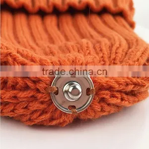 Myfur Orange Warm Ribbed Knit Hat With Natural Raccoon Fur Ball Top thumbnail-4