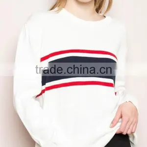 Runwaylover 140 Ladies 2017 Autumn Round Neck Knitted Stripe T-Shirt thumbnail-1