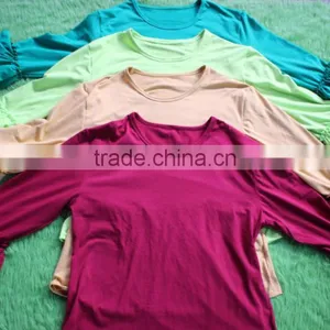 Plus Size Cotton Mom Shirts Solid Color Ruffle Top 3/4 Sleeves Lady Blouse Wholesale Mom Top Spring Summer Women Clothes thumbnail-3