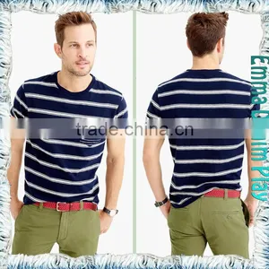 New High Grade Mens Relaxed Fitness Striped O-Neck Cotton T Shirts thumbnail-3