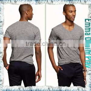 New Style Mens Best Organic Grey Cotton Muscle Fit V Neck T-Shirts Tops Apparel Suppliers thumbnail-3