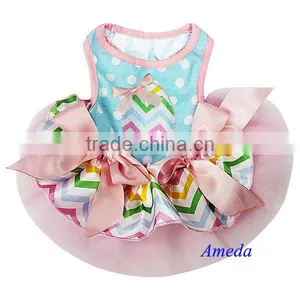 Easter Egg Pastal Chevron Blue Polka Dots PETS Party Dress XS-L thumbnail-1