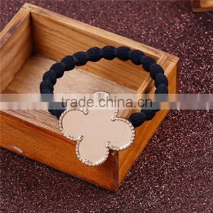 Zinc Based Alloy DIY Resin Mold For Jewelry Making Hair Ties Four Leaf Clover Gold Plated & Black thumbnail-3
