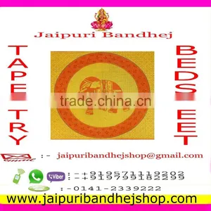 Cotton Hand Block Printed Jaipuri Printed Bed Runner Bed Cover Tapestry thumbnail-1
