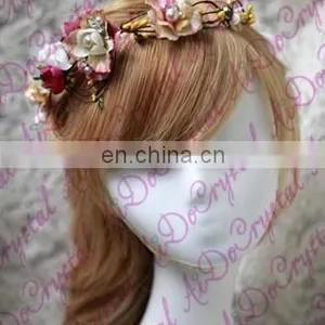 Aidocrystal Beautiful Wedding Artificial Flower Crown,Rhinestone Crystal Bridal Wedding Fascinators thumbnail-5