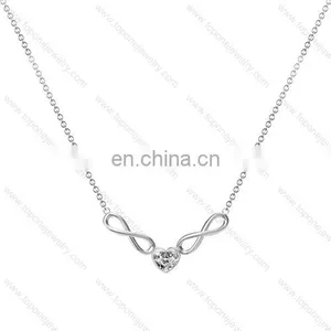 Cheap Wholesale Stainless Steel Double Infinity Crystal Pendants Charms Necklaces Jewelry Gifts thumbnail-2