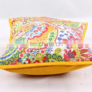 Hand-stitched Kantha Pillow Indoor & Outdoor-Indian Kantha Cushion Covers-Kantha Pillow Covers Textile Art thumbnail-3
