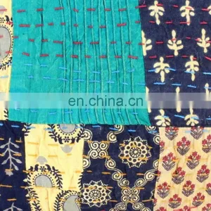 PATCHWORK INDIAN KANTHA CUSHION PILLOW COVER CASE Ethnic Decorative India Art thumbnail-2