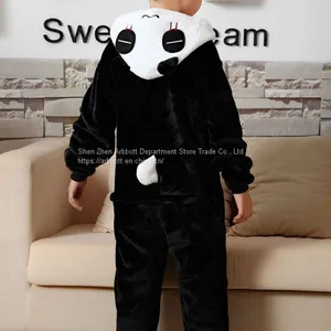 Panda Cartoon Flannel Conjoined Polyester Children Pajamas thumbnail-1