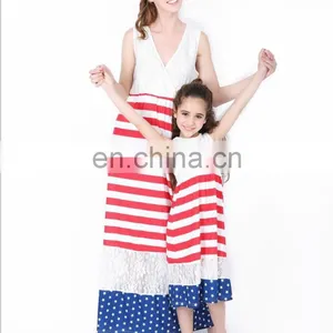 America 4th July HolidayLace Patchwork Print Kids Clothes Girl Dress Women Mom And Me Dress (this Link for Girls,1-12years) thumbnail-6