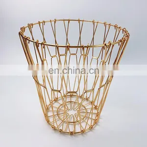 Home Storage Baskets Folding Mesh Food Clothes Gift Desk Gold Organizer Metal Wire Kitchen Fruit Baskets thumbnail-1