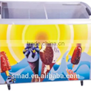 298L Best Price Ice Cream Curved Glass Chest Display Showcase thumbnail-1