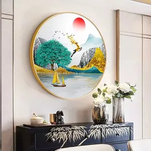 Luxury Home Decoration Printed Abstract Animal Fish Elk Crystal Porcelain Painting thumbnail-4
