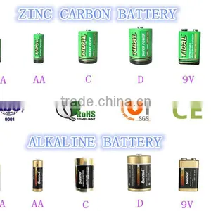 Long Service Life D/C/AA/AAA/9V Zinc Carbon Battery thumbnail-1