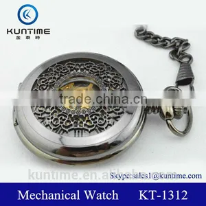 Black Quartz Pocket Watch Japan Mechanical Movt Analog Digital Display thumbnail-1