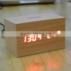 LED Wooden Table Clock With Touch Function for Snooze thumbnail-2