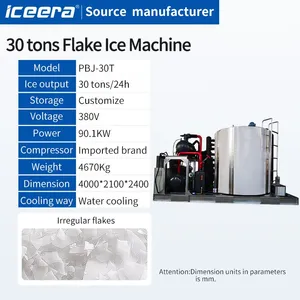 30tons Industrial Chip Flake Ice Making Machine Thick Scale Ice Machine for Fishery Seafood Preservation thumbnail-2
