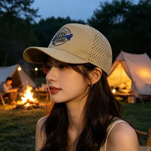 Quick Dry Outdoor Cap Camp Cap Laser Cut Perforated Custom Polyester Nylon Running Hat Custom Logo Camping Cap thumbnail-1