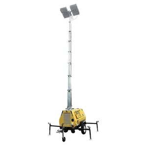9m Hand Winch Lifting Mobile Lighting Tower Fitted With Air Cooled Diesel Generator for Construction Site & Mining Emergency Lighting thumbnail-3