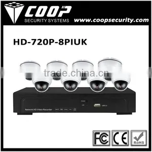 Waterproof Dome IP Camera NVR Kit H.264 Onvif Linux NVR System 720P 8CH POE IP Security Camera Set thumbnail-1