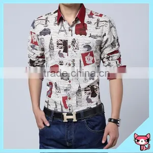 American Special Printed Red Collar Long Sleeve Shirt thumbnail-1