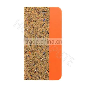 Book Style Real Wooden and PU Leather Coating Flip Cellphone Case for IPhone 6s thumbnail-1