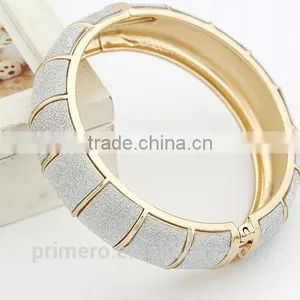 New Glitter Matte Sliver Bracelet Simple 18k Gold-Plated Opening Enamel Bangles thumbnail-5