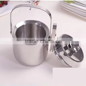 Custom Small Stainless Steel Ice Bucket and Tongs- Double Wall Beer Ice Bucket With Opener Wholesale thumbnail-2