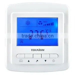 TKB50.50L 4-pipe for Control of a 3-speed Fan&two On/off Valve Actuators Blue LCD Display Air Conditioning Thermostat thumbnail-1