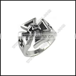 Stainless Steel Cross Skull Ring thumbnail-1
