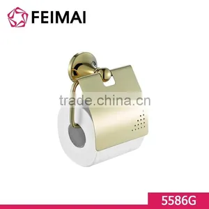 Brass Gold Plated Hotel Style Toilet Paper Holder With Lid thumbnail-3