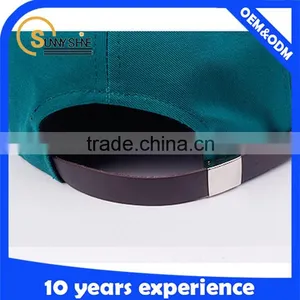 6 Panel Leather Strap Hat Flat Brim Unstructured 6 Panel Hat thumbnail-5