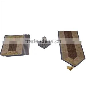 Placemats and Coaster in Navy Blue Color Indian Silk Table Runner thumbnail-2