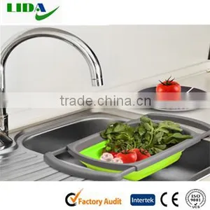 Kitchen Collapsible Silicone Colander Strainer Expands to 24 Over the Sink Basket Cooking Water Drainage KIT500 thumbnail-3