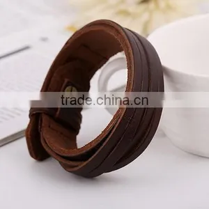 Mens Genuine Leather Wrap Bracelet Fashion Wristband Cuff Bracelet Womens Bangle thumbnail-1