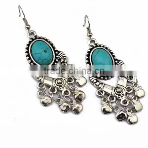 New Design Vintage Gold Plated Ginasy Bohemia Style Turquoise Drop Earrings thumbnail-1
