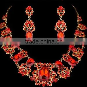 Fashion High Quality Luxury Bridal Necklace Earrings Tiara Wedding Jewelry Set thumbnail-4
