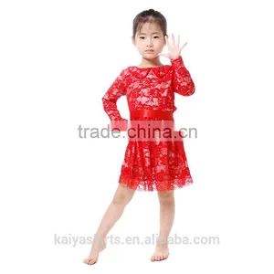 2016 Children Red Lace Princess Girls Bridesmaid Dresses thumbnail-1