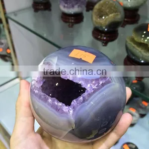 Natural Amethyst Geode Sphere Crystal Ornaments For Sale thumbnail-4