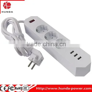 New Arrival 3 Outlet Surge Protector Power Strip With Triple 3.4A USB Charging Ports, With 1.8M Power Cord thumbnail-1