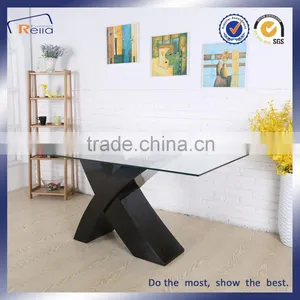 X Shaped Glass Dining Table Promotion thumbnail-1