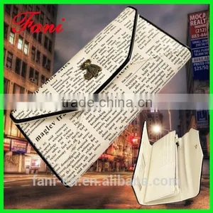 Unique Magazine Printed Design Ladies Party Clutch Leather Purse With Elegance Appearance thumbnail-1