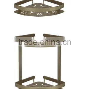 Aluminum Bathroom 2-Tier Corner Shelf Basket Wall Mounted, Silver Sand Sprayed thumbnail-2